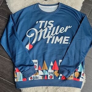 Miller Lite Christmas Holiday Lounge Sweatshirt Sz L NWOT